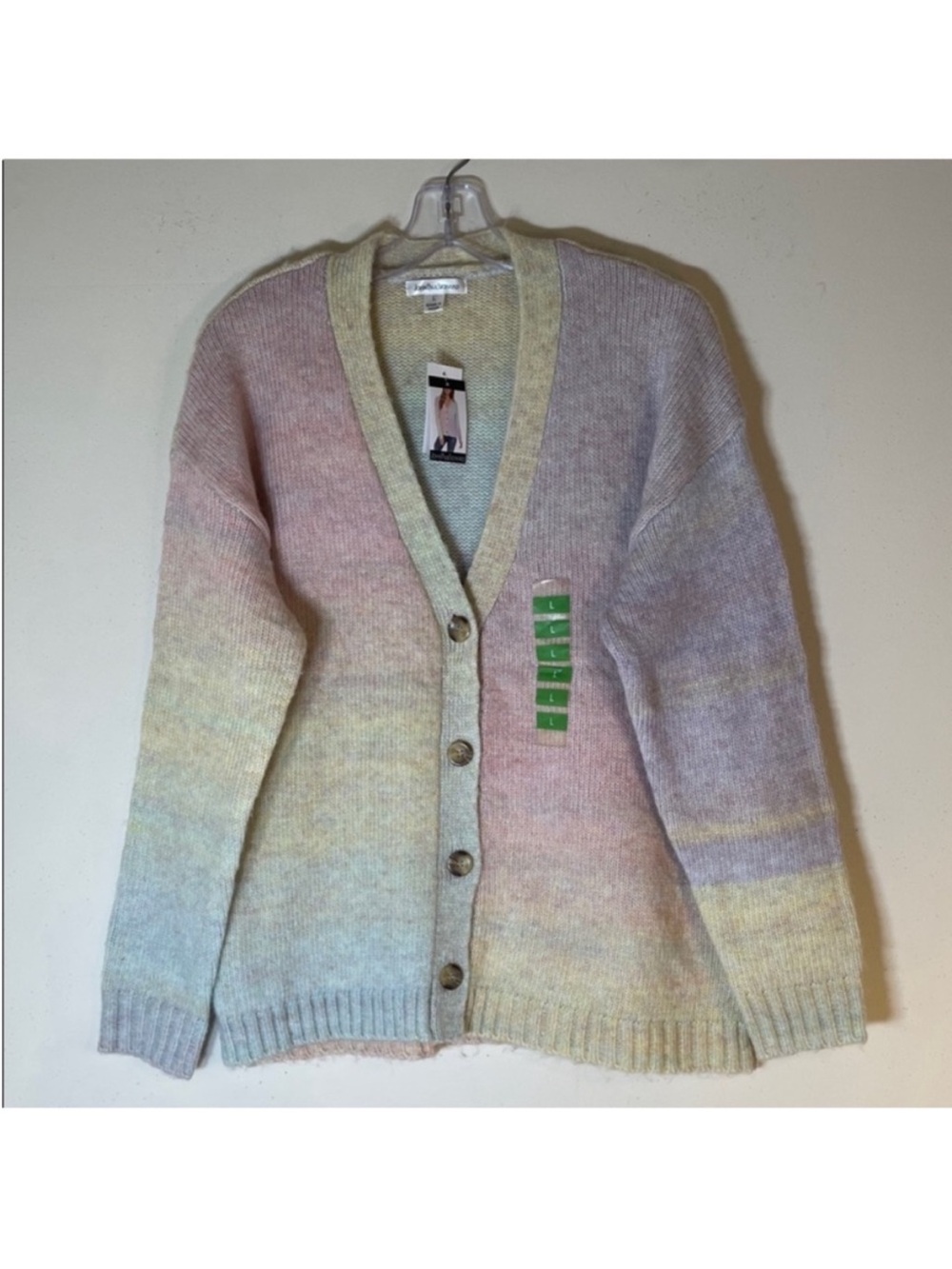 Pastel Ombre V-Neck Button Cardigan Sweater - Unknown Brand